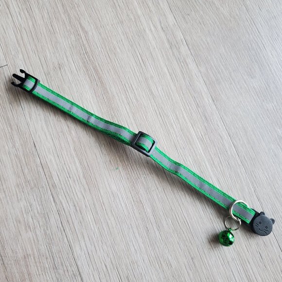 NEW Green Adult Reflective-Breakaway Cat Collar with Bell - Picture 2 of 6